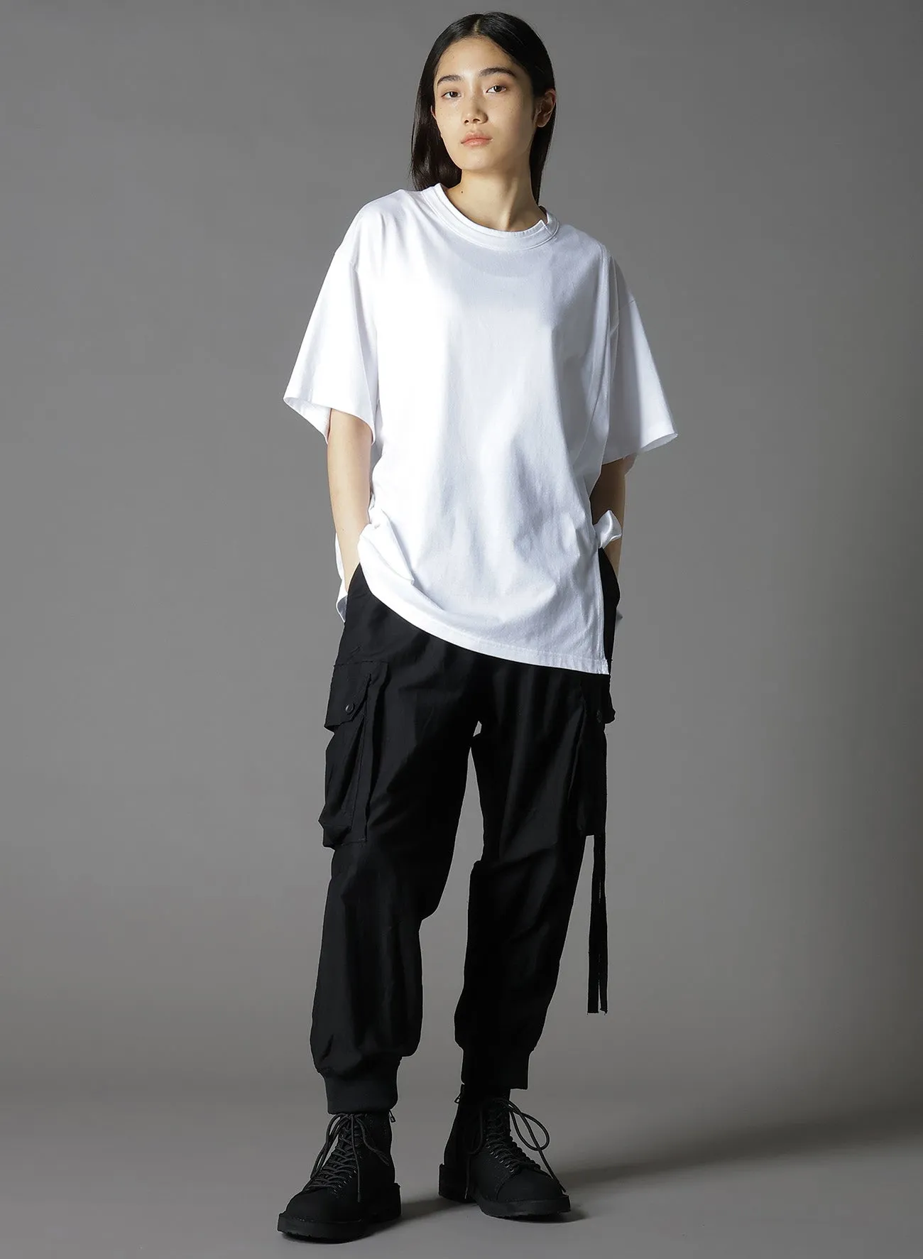 COTTON JERSEY T-SHIRT MIX TIERED T-SHIRT sold by Yohji Yamamoto product image thumbnail 2