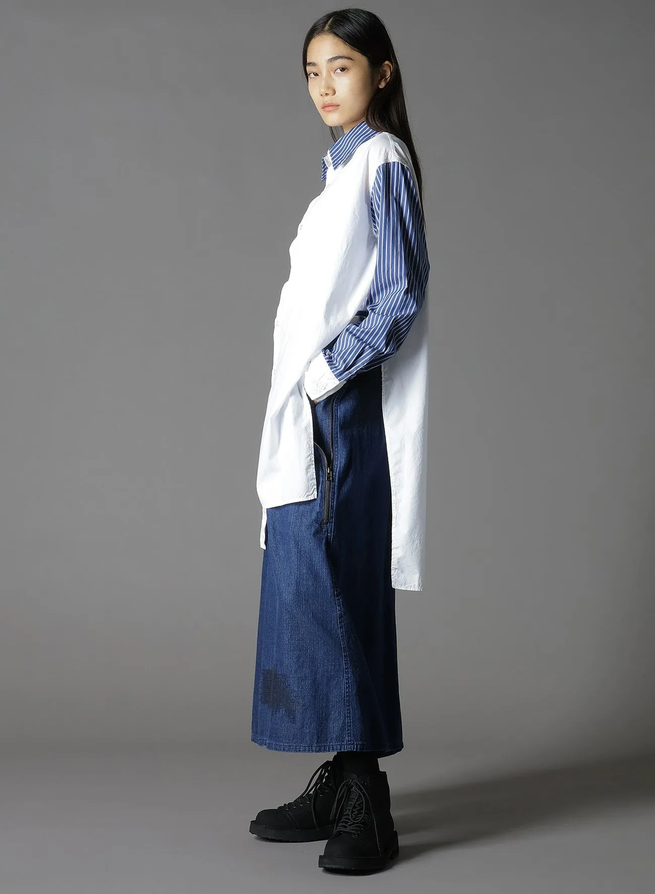 COTTON BROAD + STRIPE SWITCHING NON FUSIBLE SHIRTS sold by Yohji Yamamoto product image thumbnail 3