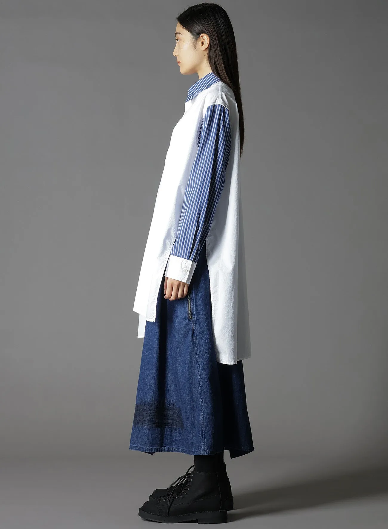 COTTON BROAD + STRIPE SWITCHING NON FUSIBLE SHIRTS sold by Yohji Yamamoto product image thumbnail 4