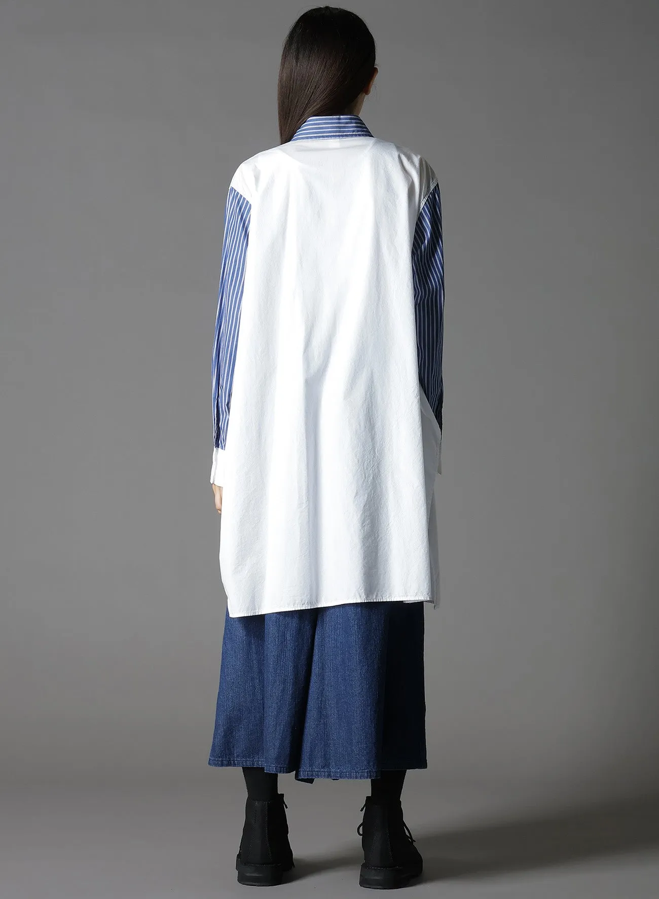 COTTON BROAD + STRIPE SWITCHING NON FUSIBLE SHIRTS sold by Yohji Yamamoto product image thumbnail 5