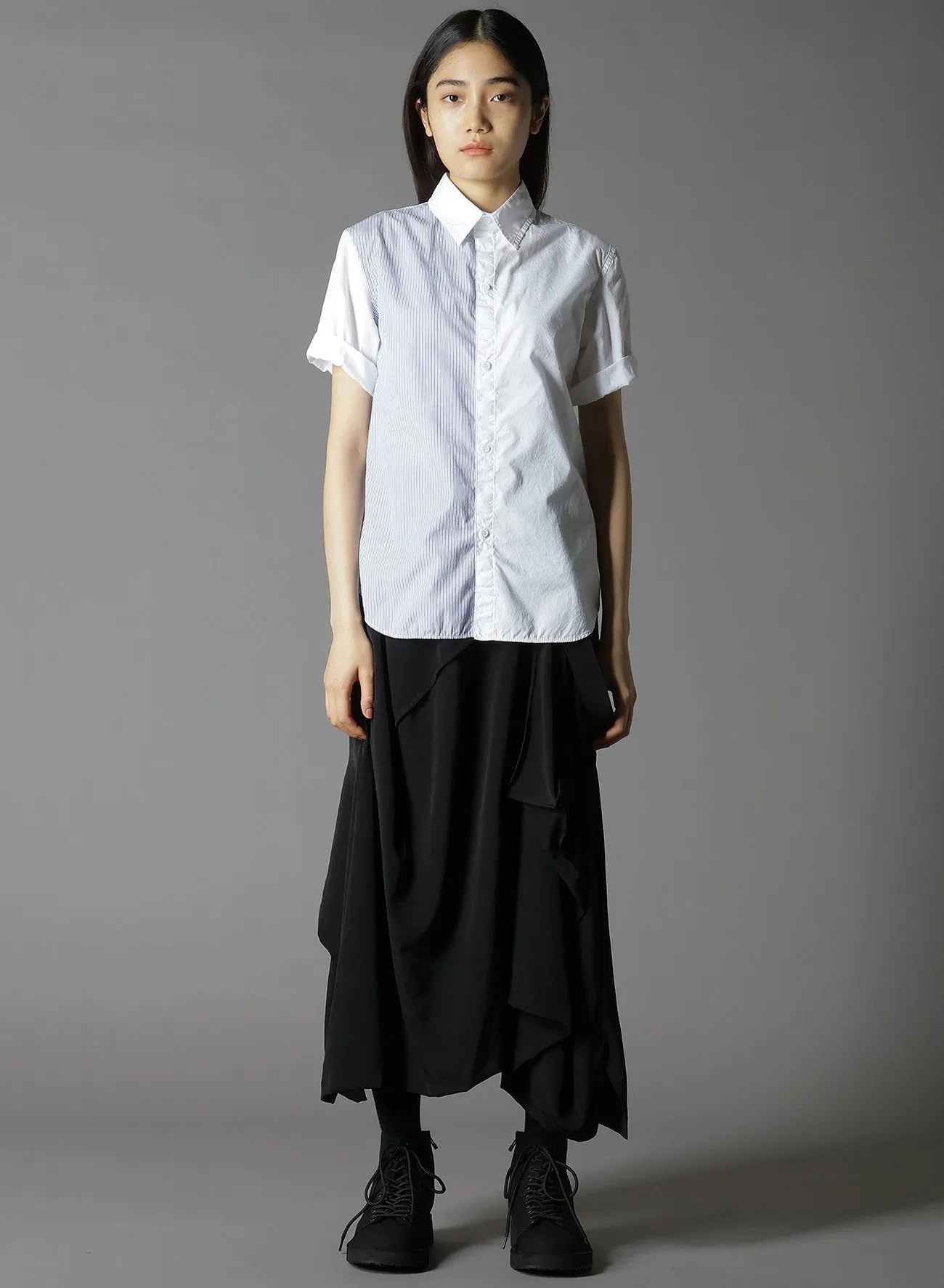 COTTON BROAD + STRIPE SWITCHING SHORT SLEEVE SHIRTS sold by Yohji Yamamoto product image thumbnail 3