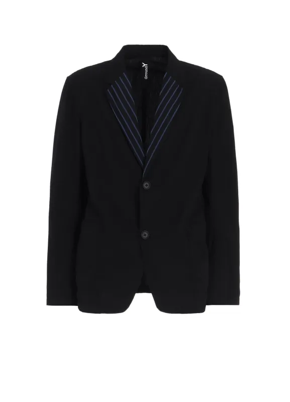 COTTON BROAD + CUPRA STRIPE STRIPE SWITCHING SHORT JACKET sold by Yohji Yamamoto