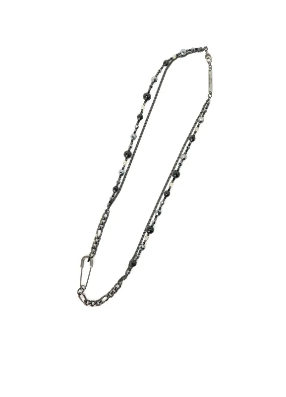 BLACK ONYX + GLASS BEADS BRASS NECKLACE sold by Yohji Yamamoto