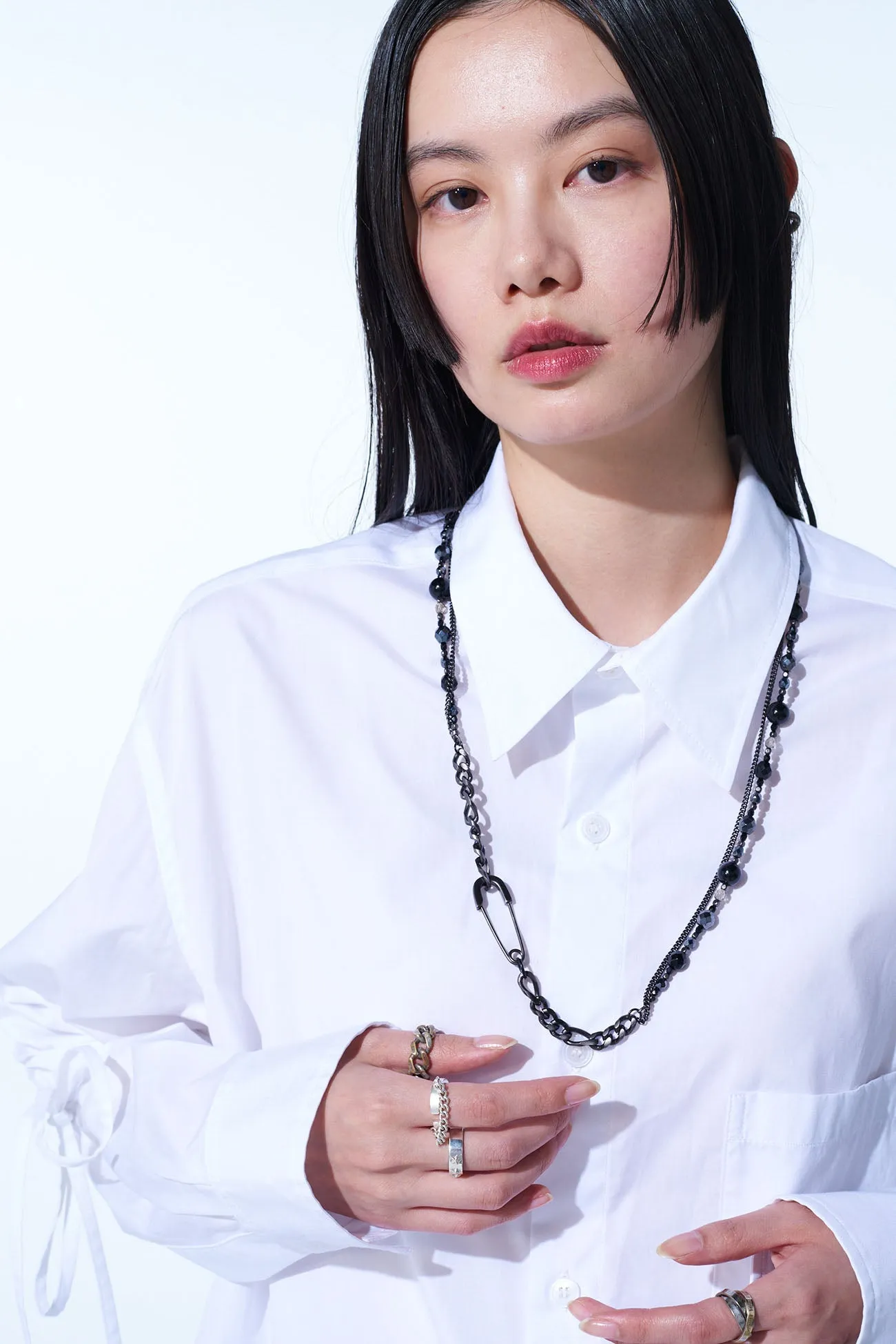 BLACK ONYX + GLASS BEADS BRASS NECKLACE sold by Yohji Yamamoto product image thumbnail 2