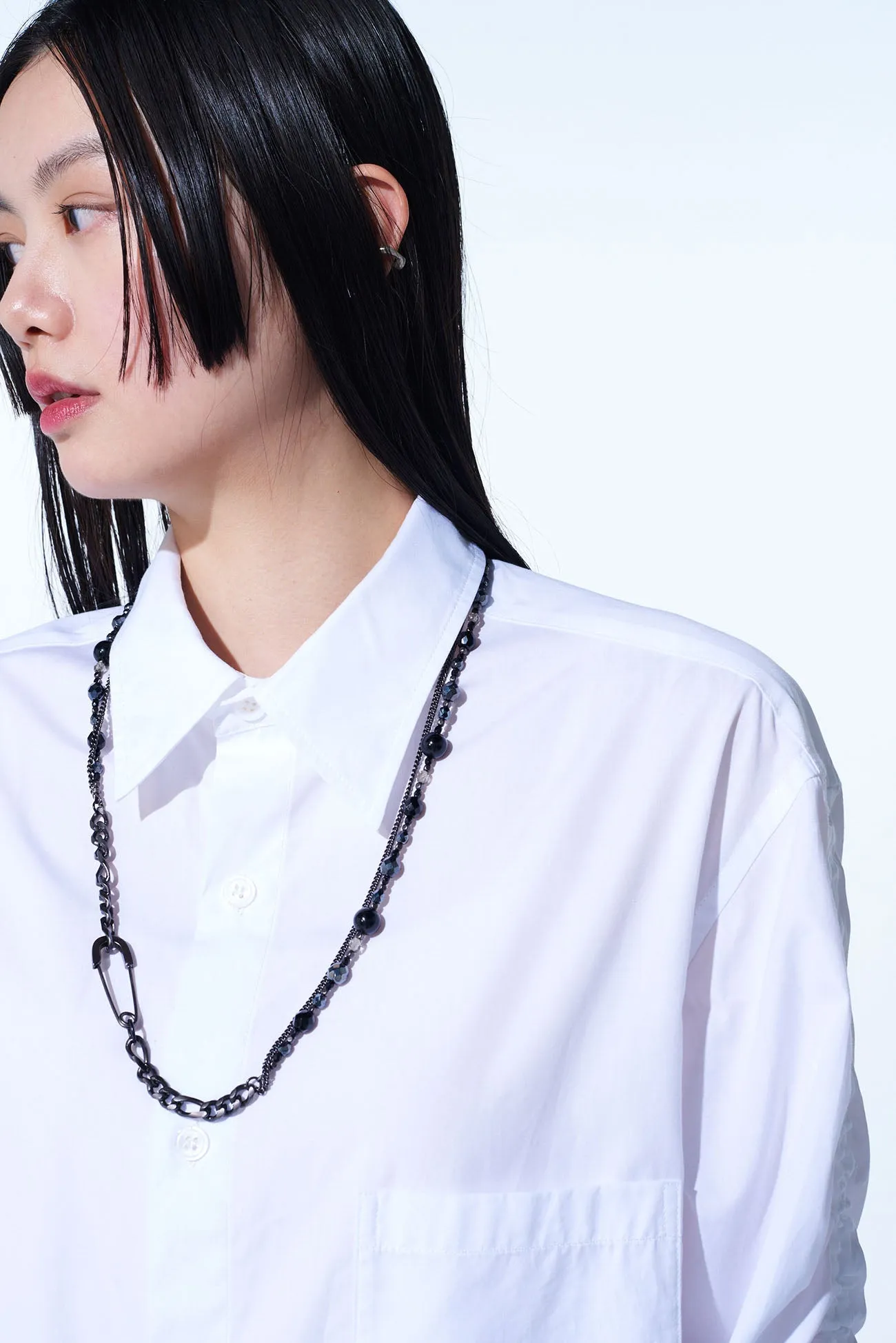 BLACK ONYX + GLASS BEADS BRASS NECKLACE sold by Yohji Yamamoto product image thumbnail 3