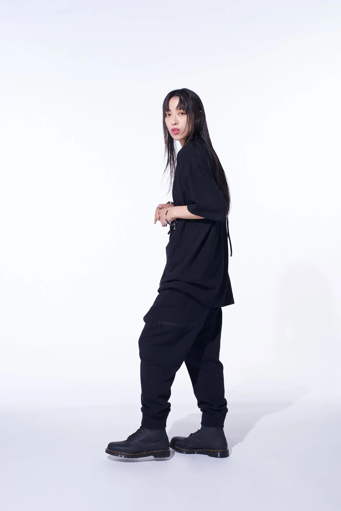 SOFT JERSEY T-SHIRT WITH GATHERED STRINGS sold by Yohji Yamamoto product image thumbnail 3