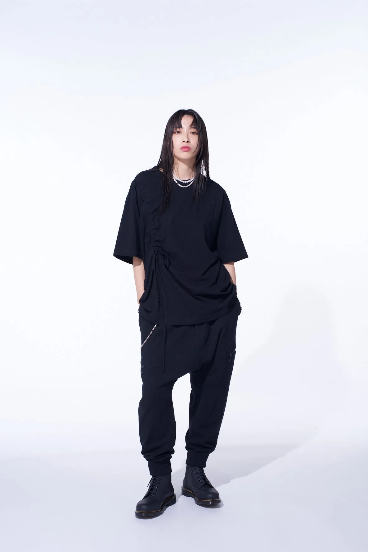 SOFT JERSEY T-SHIRT WITH GATHERED STRINGS sold by Yohji Yamamoto product image thumbnail 2