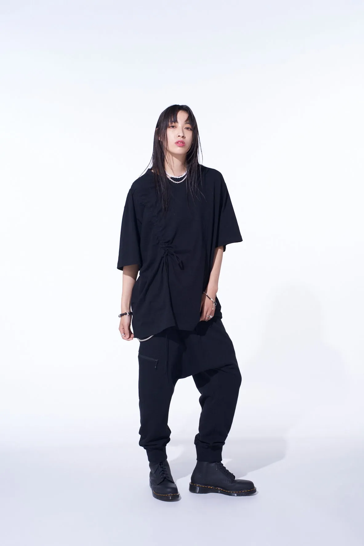 SOFT JERSEY T-SHIRT WITH GATHERED STRINGS sold by Yohji Yamamoto product image thumbnail 5