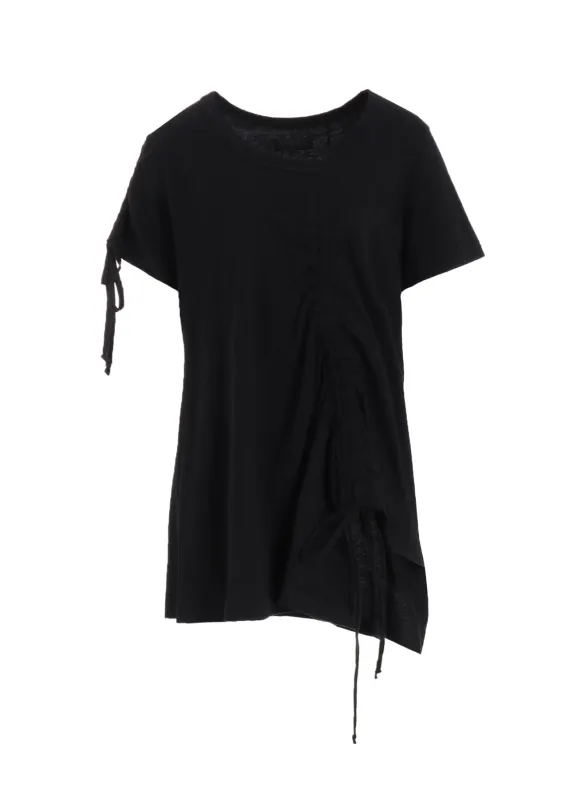 SOFT JERSEY ASYMMETRICAL T-SHIRT WITH GATHERED STRINGS sold by Yohji Yamamoto