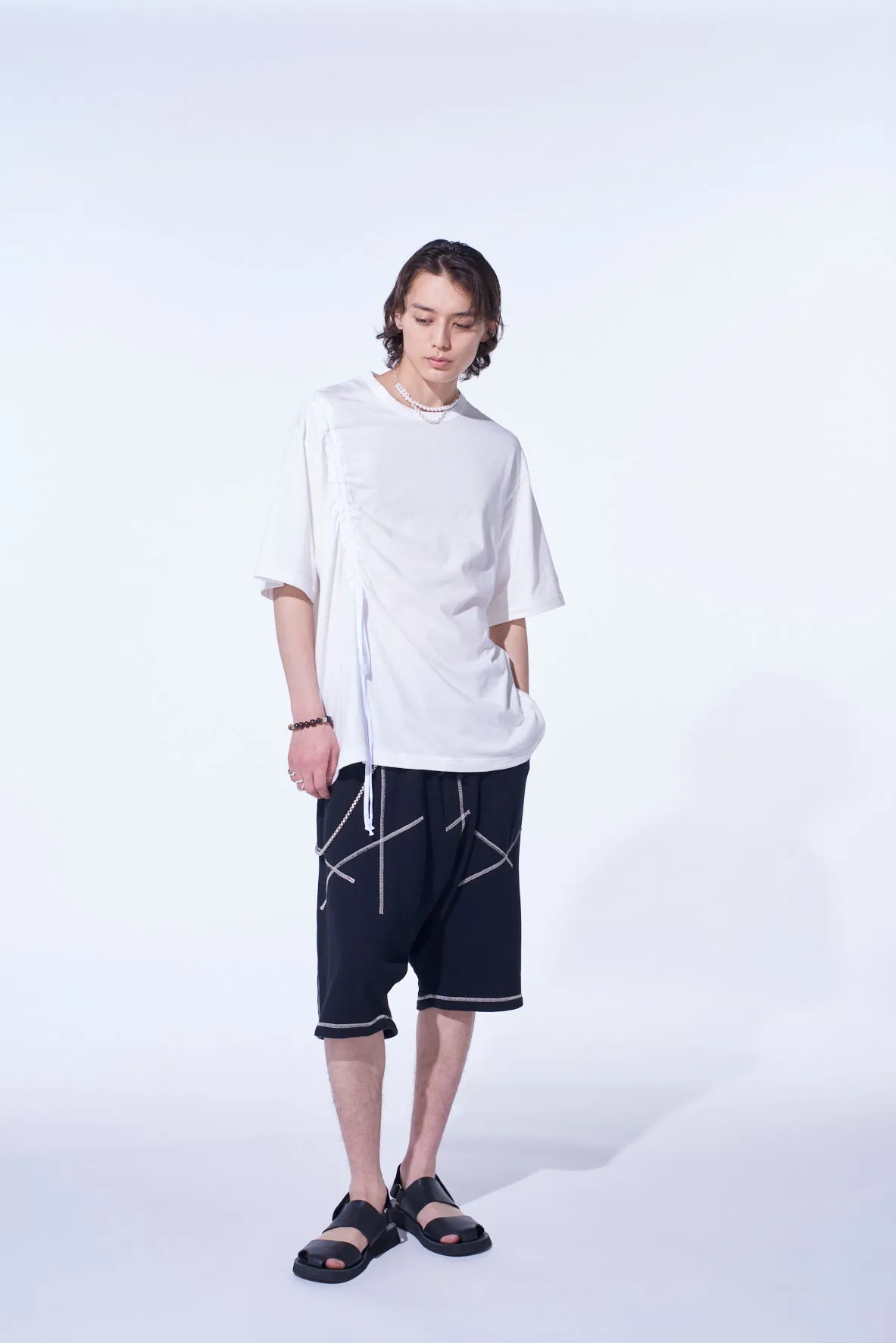 SOFT JERSEY T-SHIRT WITH GATHERED STRINGS sold by Yohji Yamamoto product image thumbnail 2