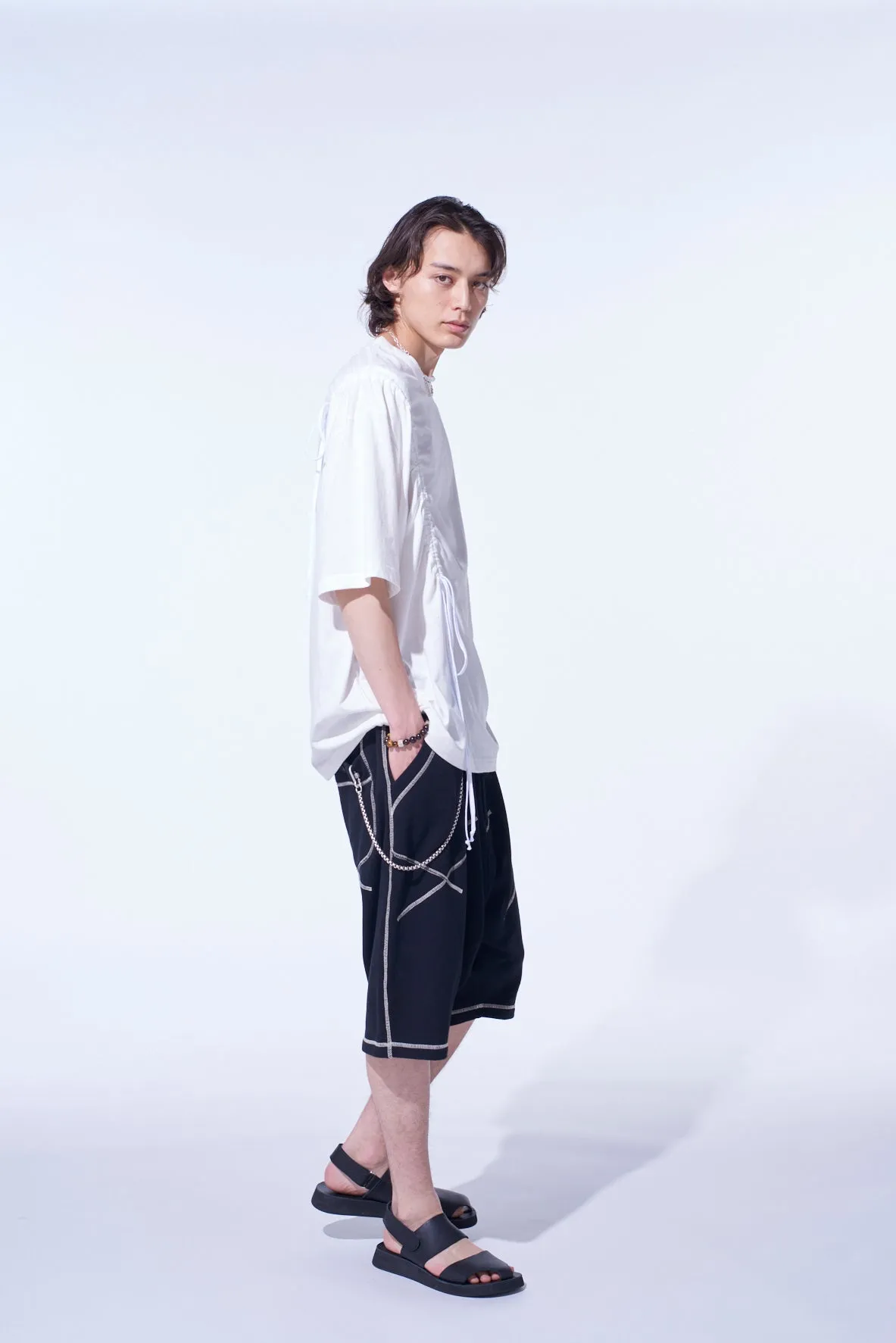 SOFT JERSEY T-SHIRT WITH GATHERED STRINGS sold by Yohji Yamamoto product image thumbnail 5