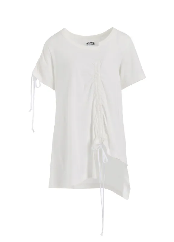 SOFT JERSEY ASYMMETRICAL T-SHIRT WITH GATHERED STRINGS sold by Yohji Yamamoto