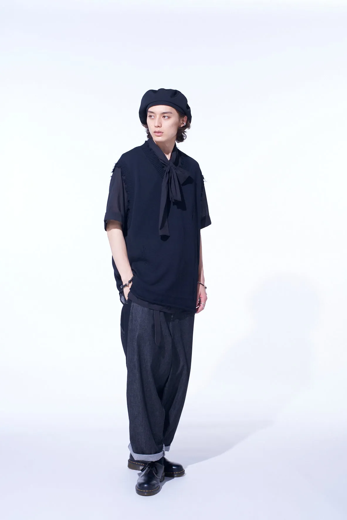COMPACT TWIST 10G DAMAGED KNITTED VEST sold by Yohji Yamamoto product image thumbnail 5