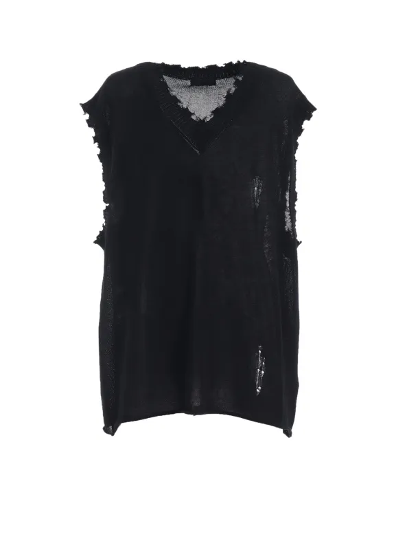 COMPACT TWIST 10G DAMAGED KNITTED VEST made by Yohji Yamamoto