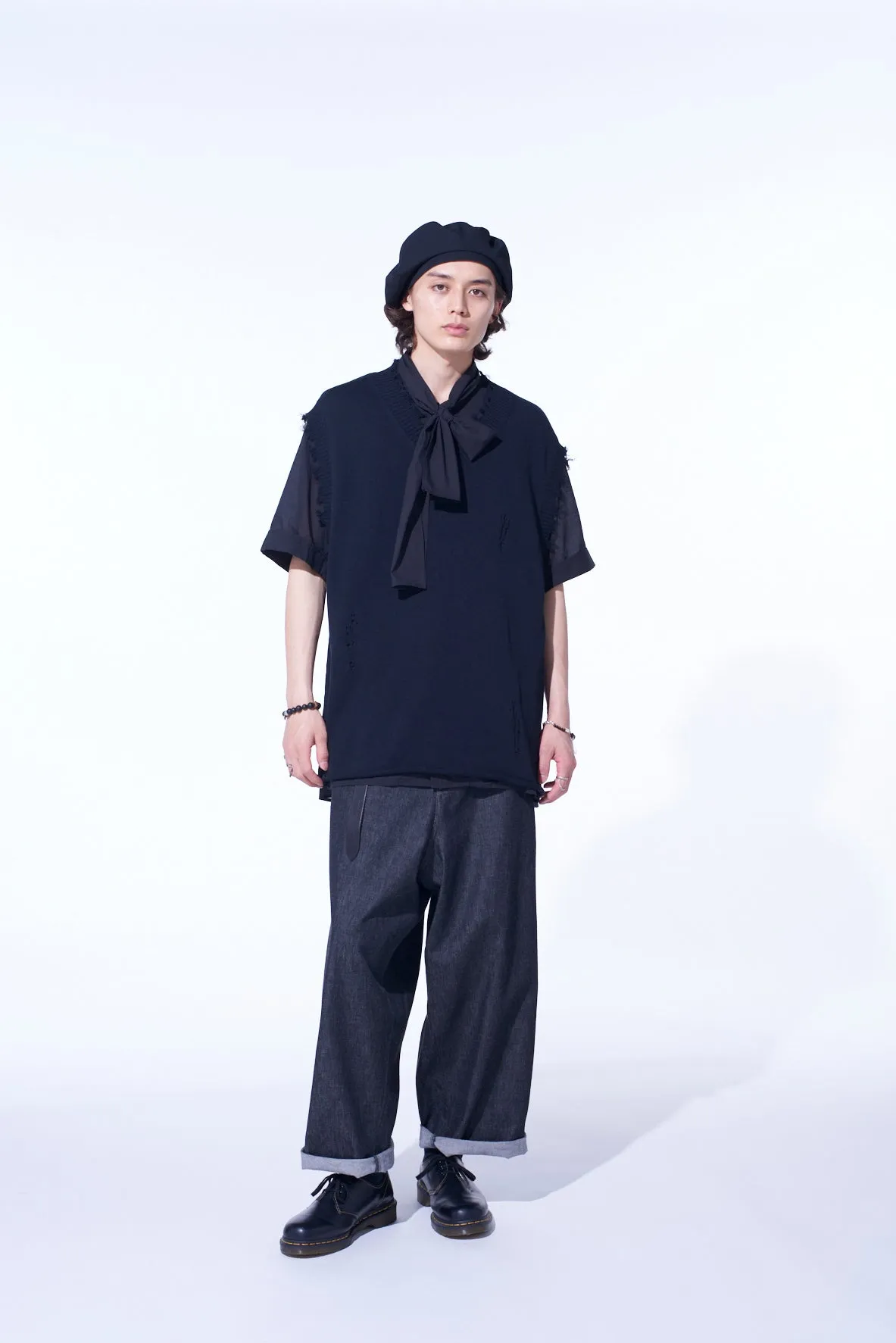 COMPACT TWIST 10G DAMAGED KNITTED VEST sold by Yohji Yamamoto product image thumbnail 2