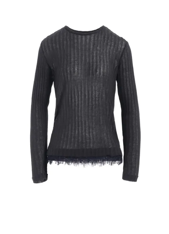 GAUZE RIB LONG SLEEVE CREW NECK T sold by Yohji Yamamoto