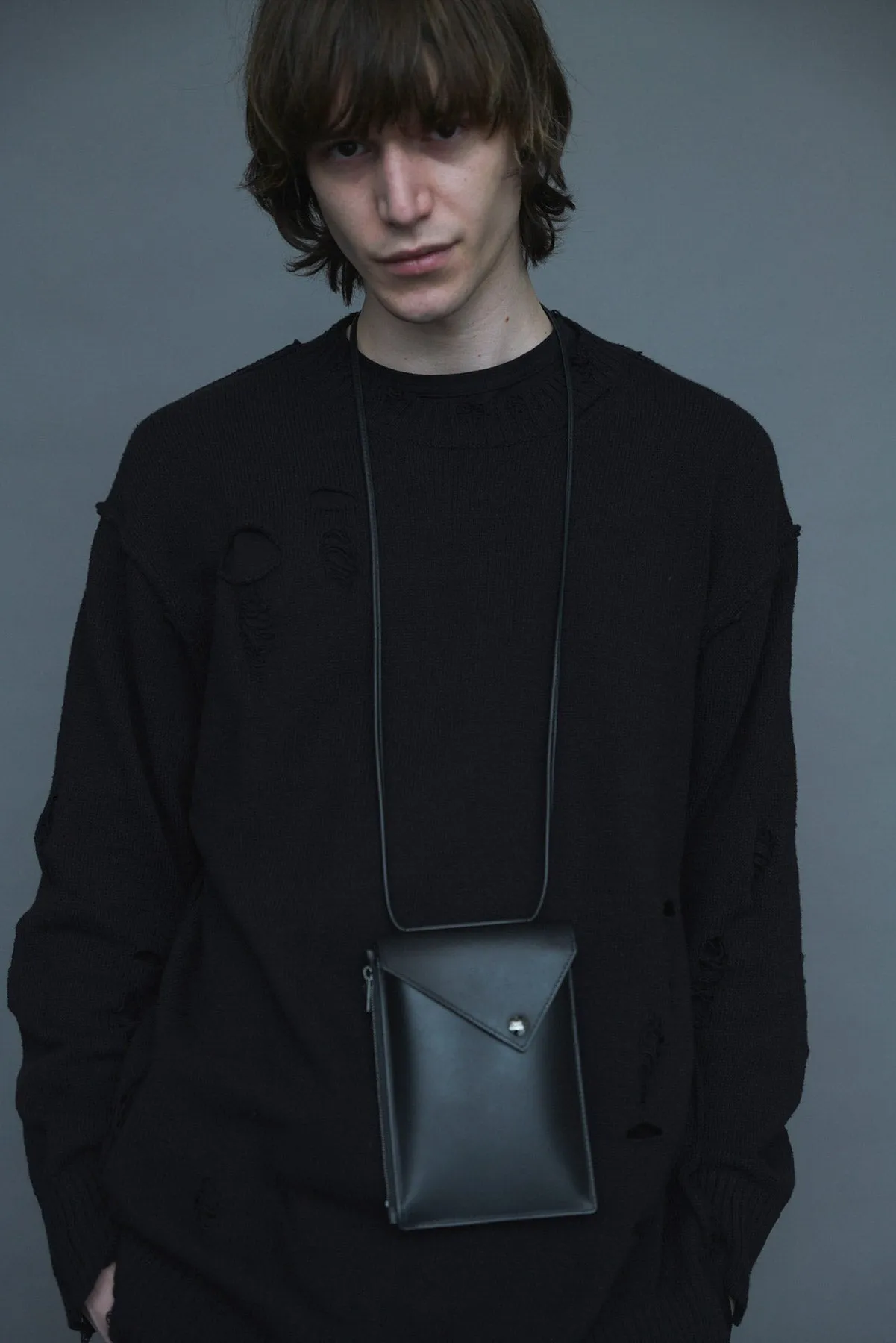 Tri-flap phone bag sold by Yohji Yamamoto product image thumbnail 3