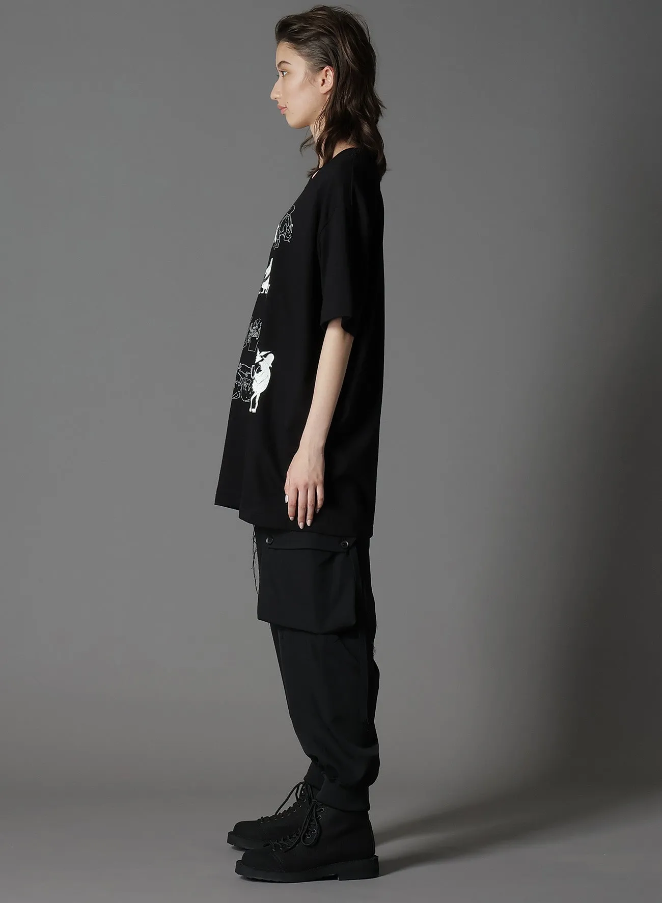 20/COTTON JERSEY PAPER ART/LINE PAINTING T-SHIRT sold by Yohji Yamamoto product image thumbnail 4