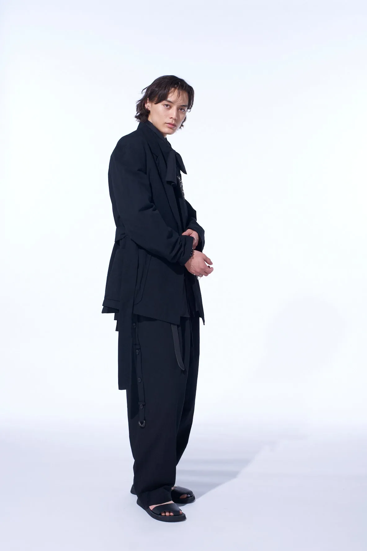 COTTON/LINEN DUNGAREE BELTED JACKET sold by Yohji Yamamoto product image thumbnail 5