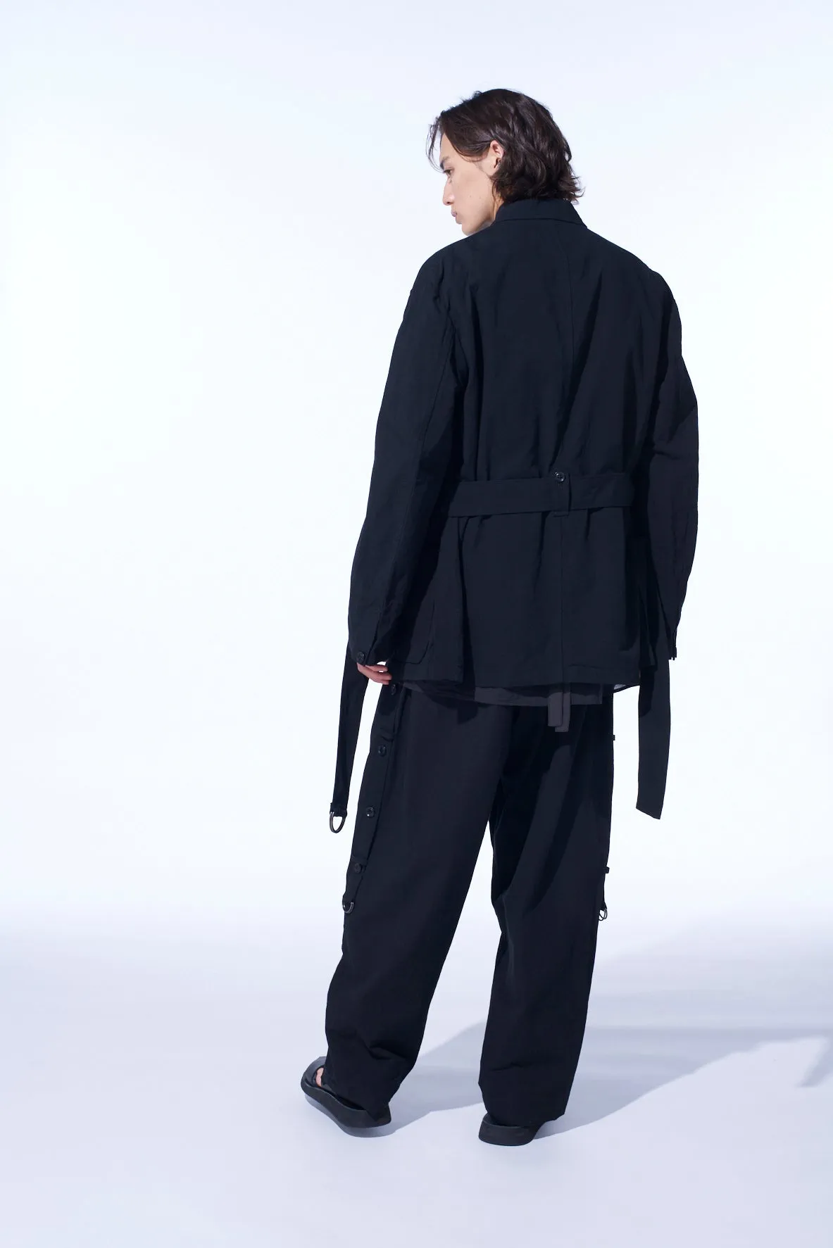 COTTON/LINEN DUNGAREE BELTED JACKET sold by Yohji Yamamoto product image thumbnail 4