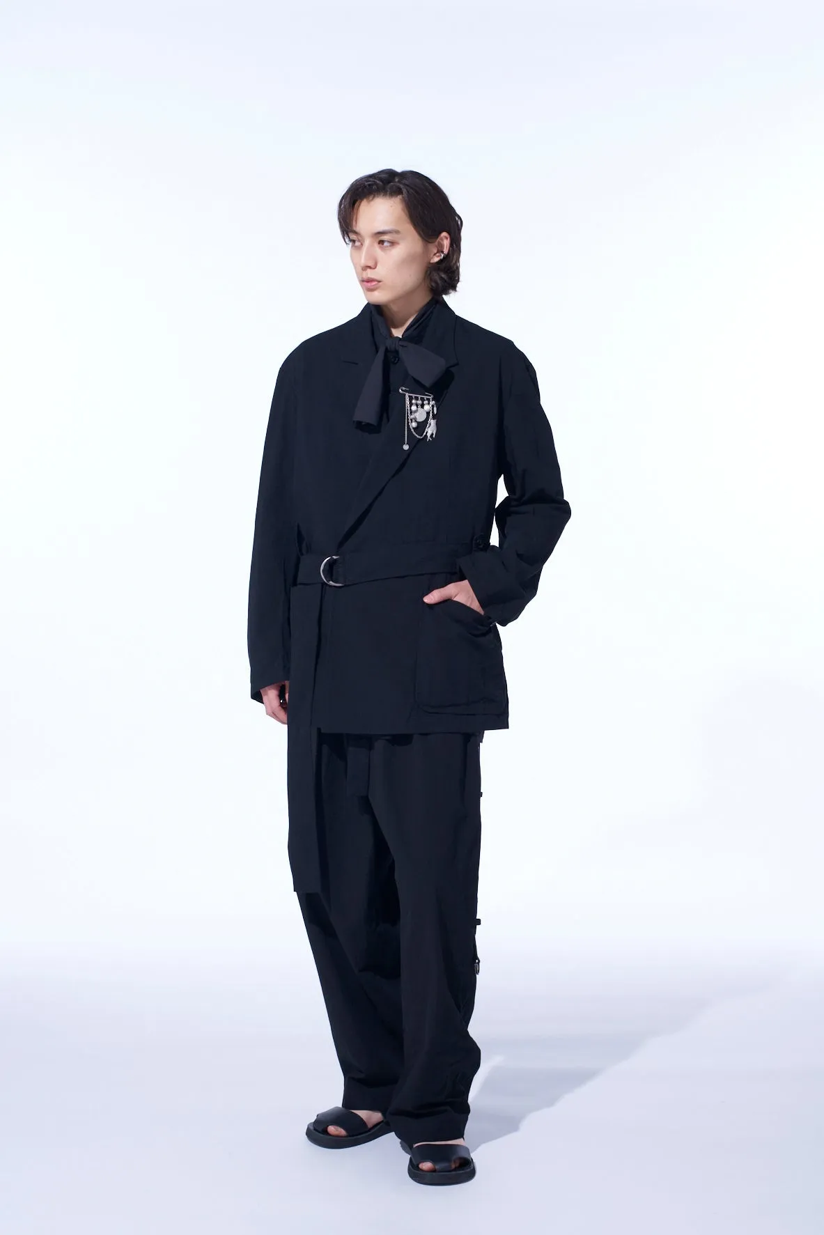 COTTON/LINEN DUNGAREE BELTED JACKET sold by Yohji Yamamoto product image thumbnail 2