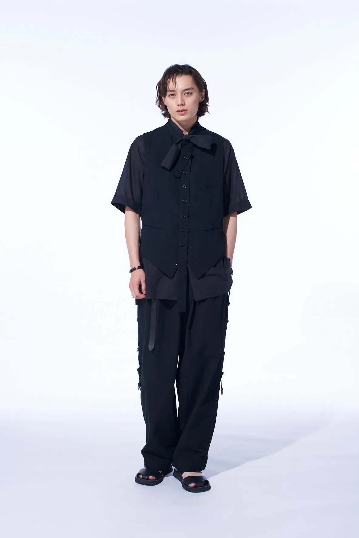 COTTON/LINEN DUNGAREE STAND COLLAR VEST sold by Yohji Yamamoto product image thumbnail 2