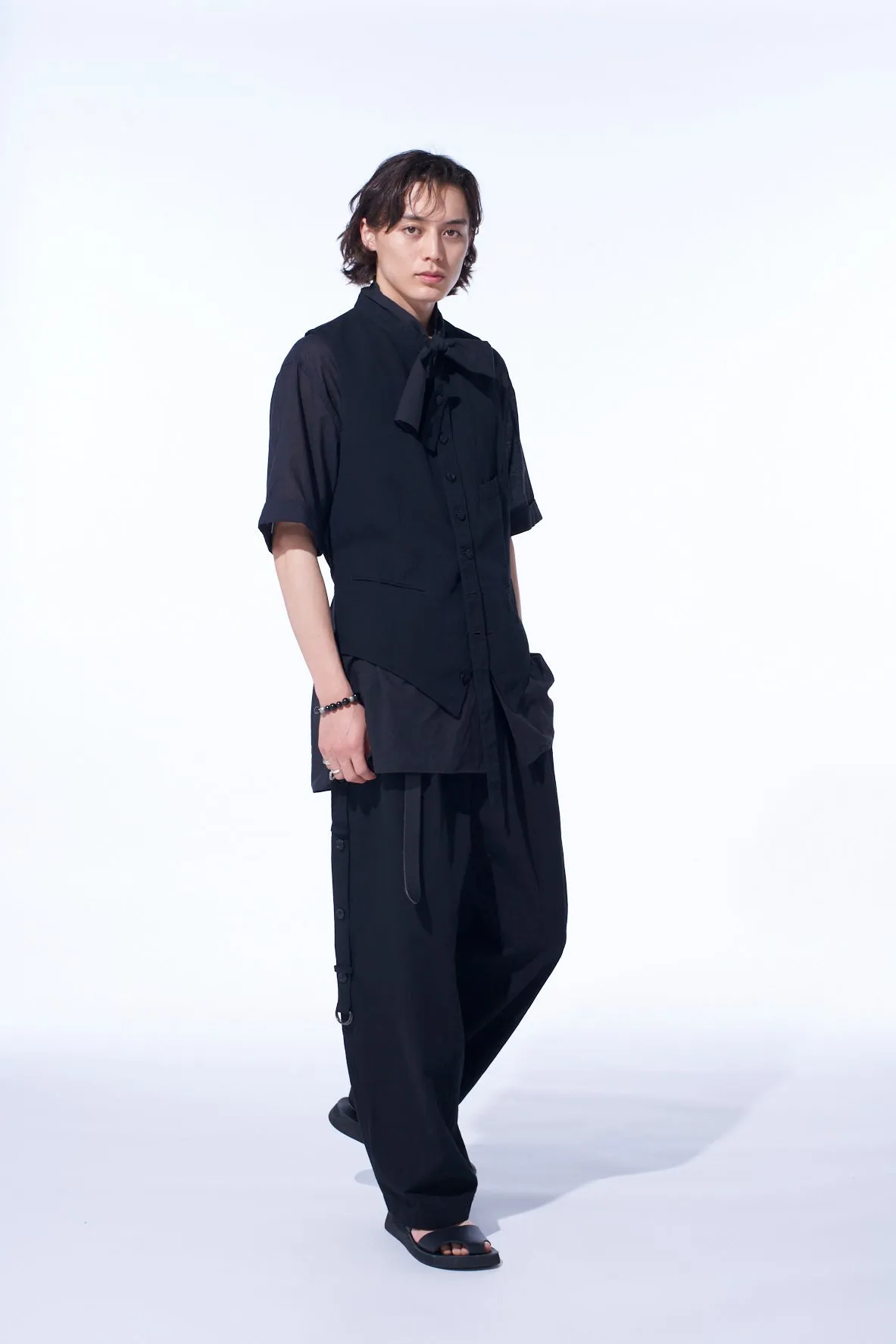 COTTON/LINEN DUNGAREE STAND COLLAR VEST sold by Yohji Yamamoto product image thumbnail 5