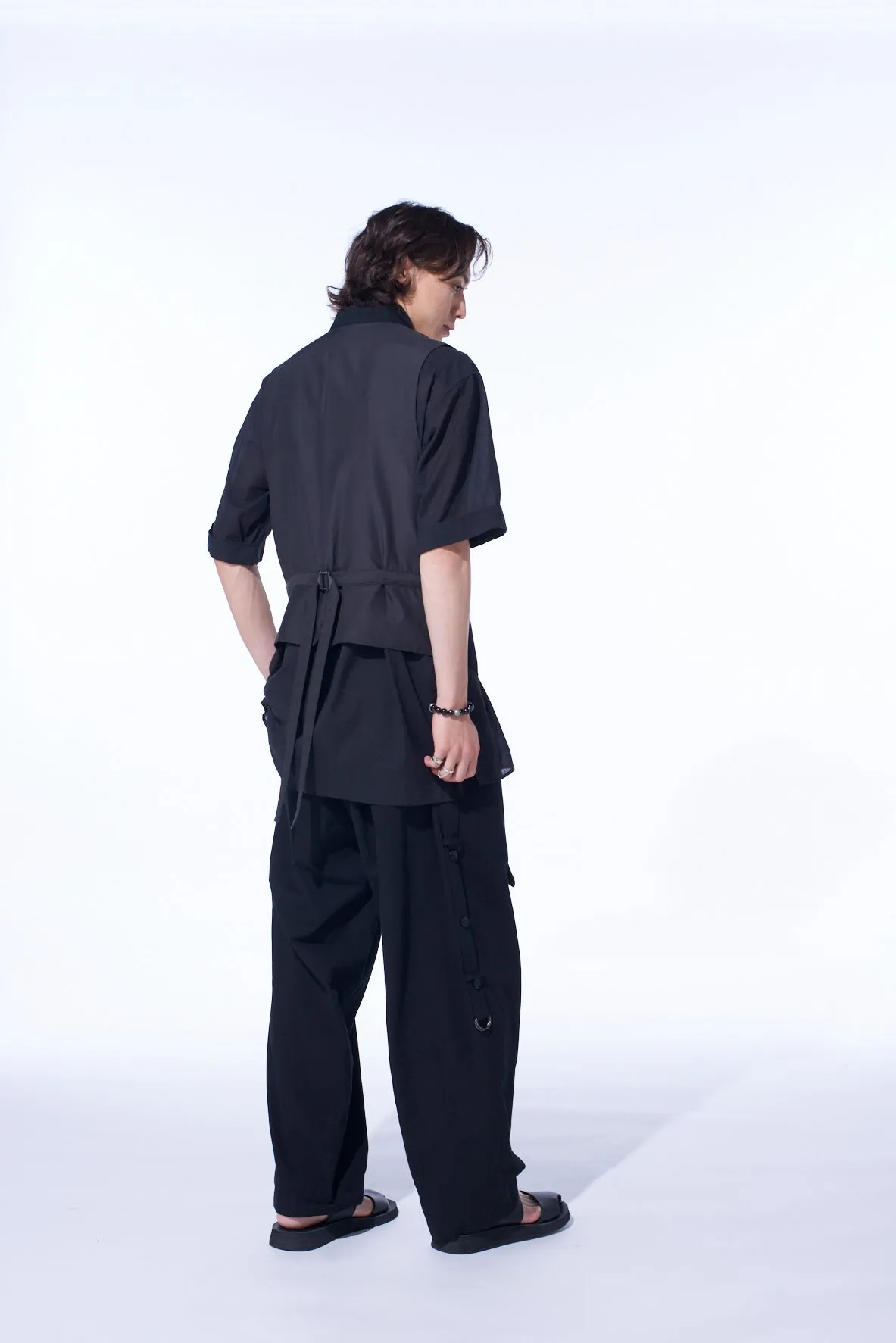 COTTON/LINEN DUNGAREE STAND COLLAR VEST sold by Yohji Yamamoto product image thumbnail 4