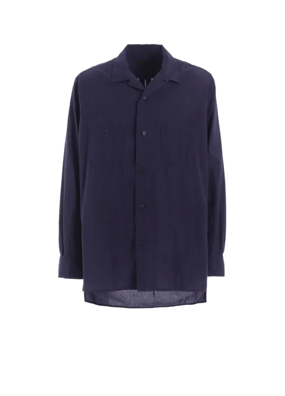 BROADCLOTH CHAMBRAY LOOSE-FIT OPEN COLLAR SHIRT sold by Yohji Yamamoto