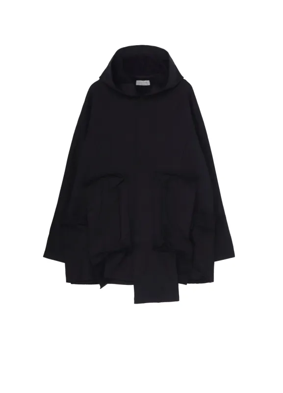 COTTON SMITH POCKET DETAIL UNBALANCED HOODIE made by Yohji Yamamoto