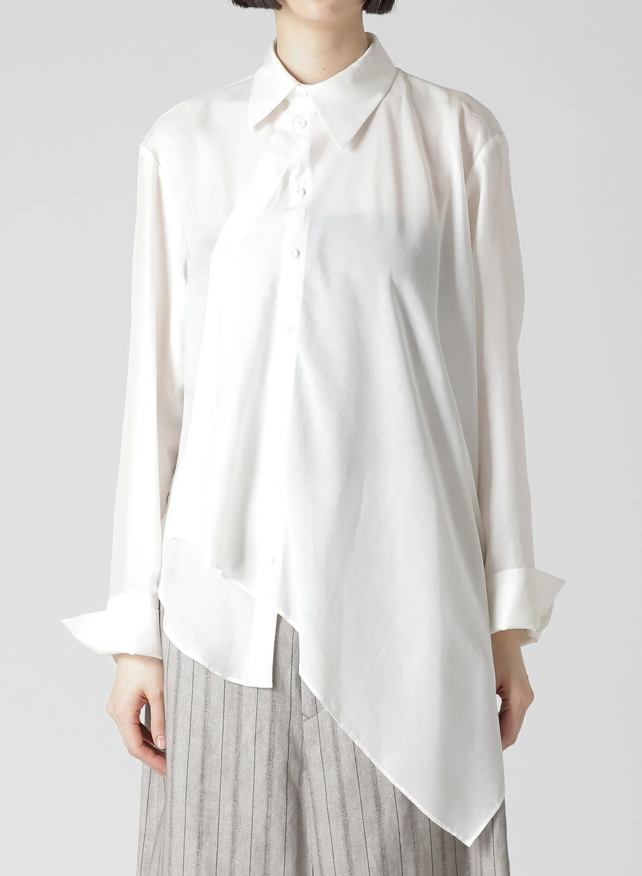 Cu/Mo KERSEY UNBALANCE DRAPED BLOUSE sold by Yohji Yamamoto product image thumbnail 2