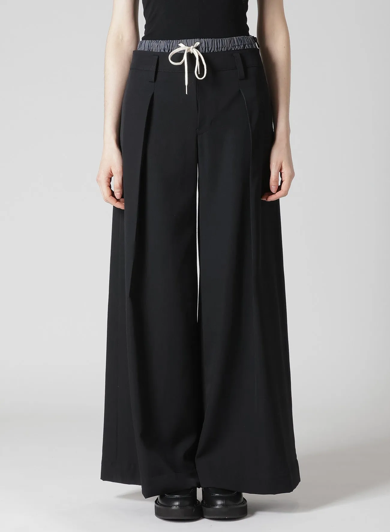 GABARDINE LAYERED-LIKE WIDE PANTS sold by Yohji Yamamoto product image thumbnail 2
