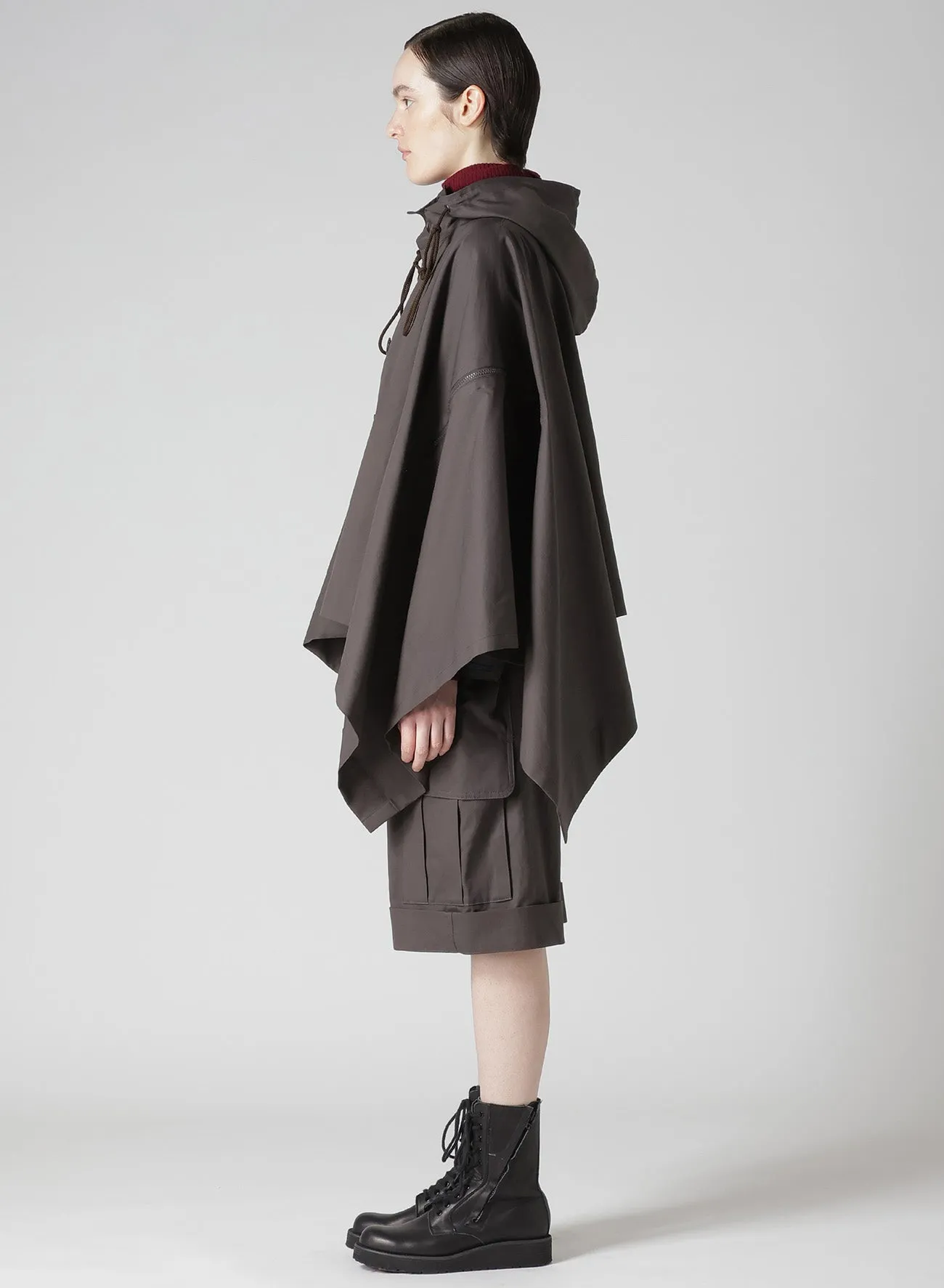 HIGH-TWISTED GABARDINE HODDED CAPE COAT sold by Yohji Yamamoto product image thumbnail 4