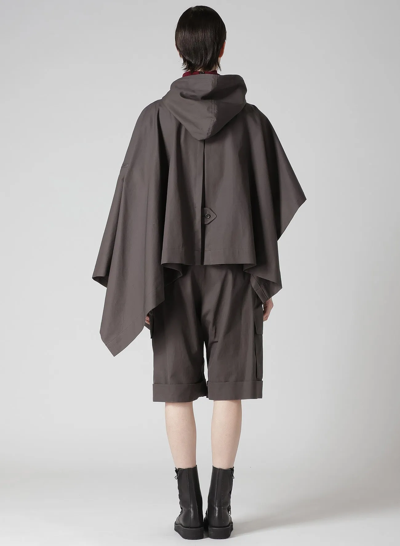 HIGH-TWISTED GABARDINE HODDED CAPE COAT sold by Yohji Yamamoto product image thumbnail 5