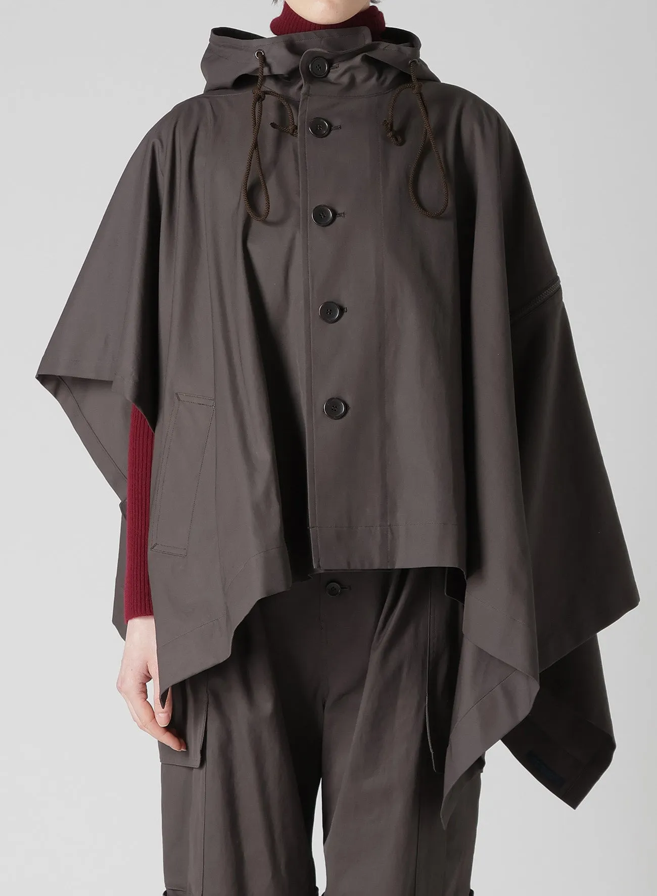 HIGH-TWISTED GABARDINE HODDED CAPE COAT sold by Yohji Yamamoto product image thumbnail 2