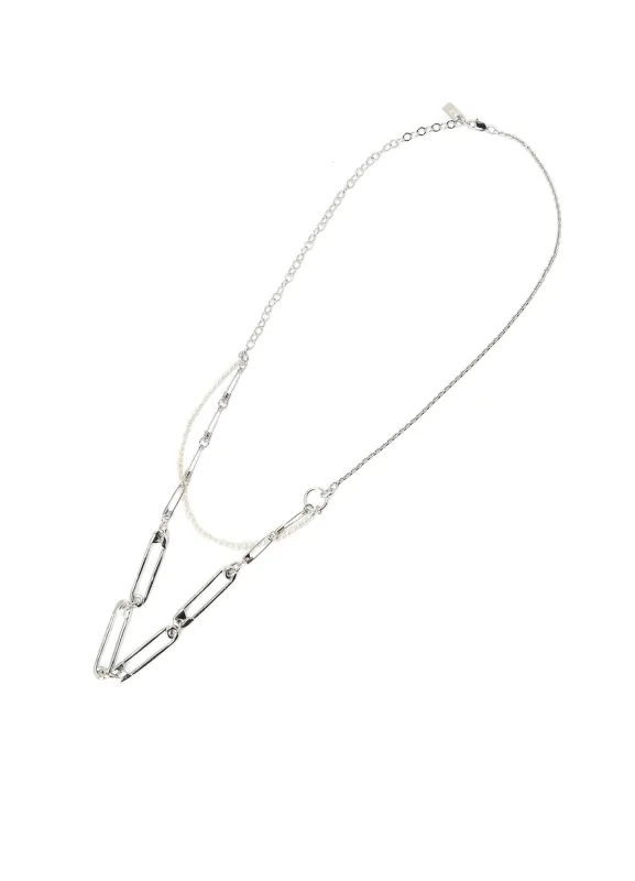 PEARL/BRASS A PEARL CHAIN NECKLACE sold by Yohji Yamamoto