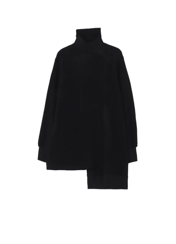 Liy/C BRUSHED FRENCH TERRY PANELED HIGH-NECK PULLOVER sold by Yohji Yamamoto