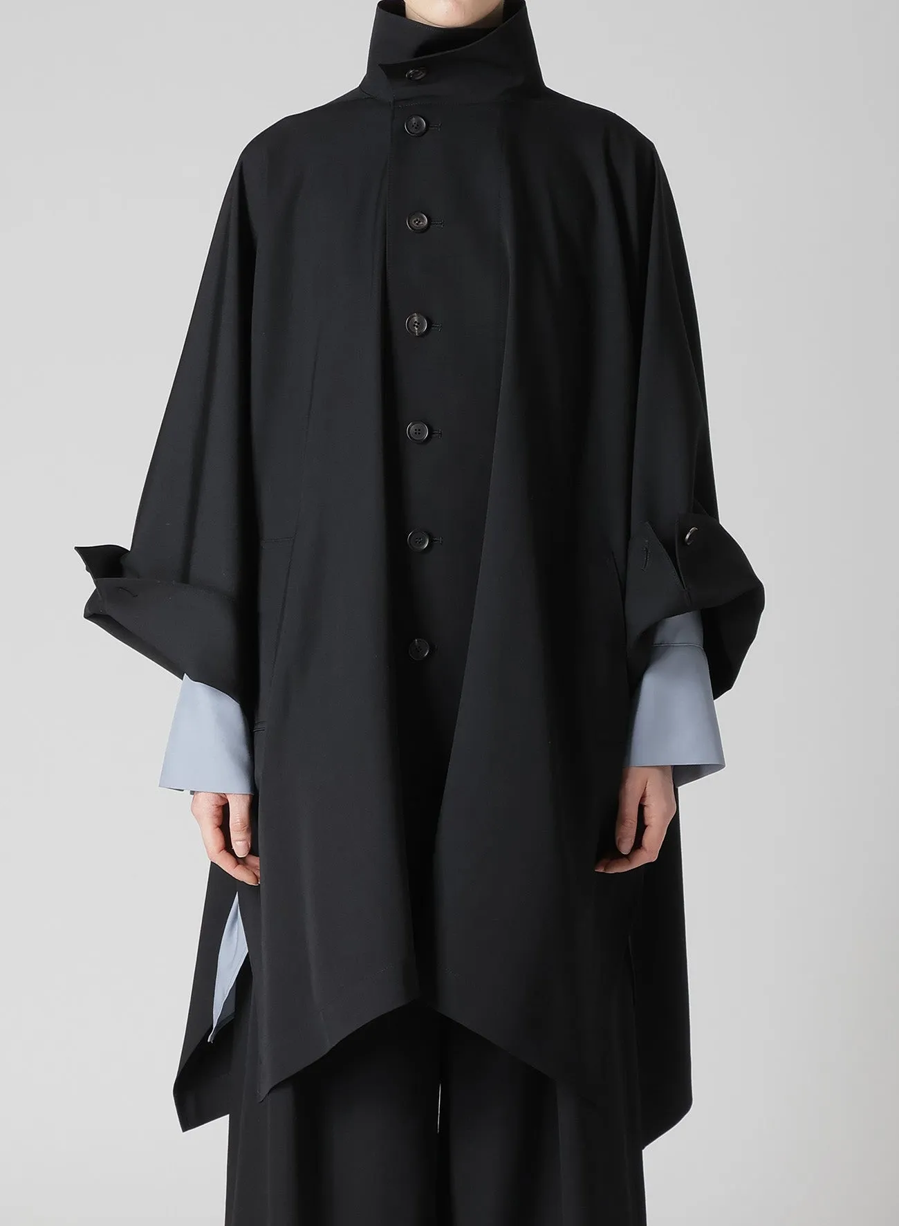 GABARDINE HIGH NECK COAT sold by Yohji Yamamoto product image thumbnail 2