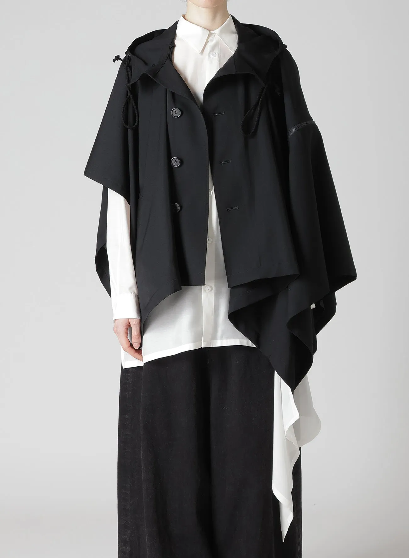 GABARDINE HOODED CAPE COAT sold by Yohji Yamamoto product image thumbnail 2