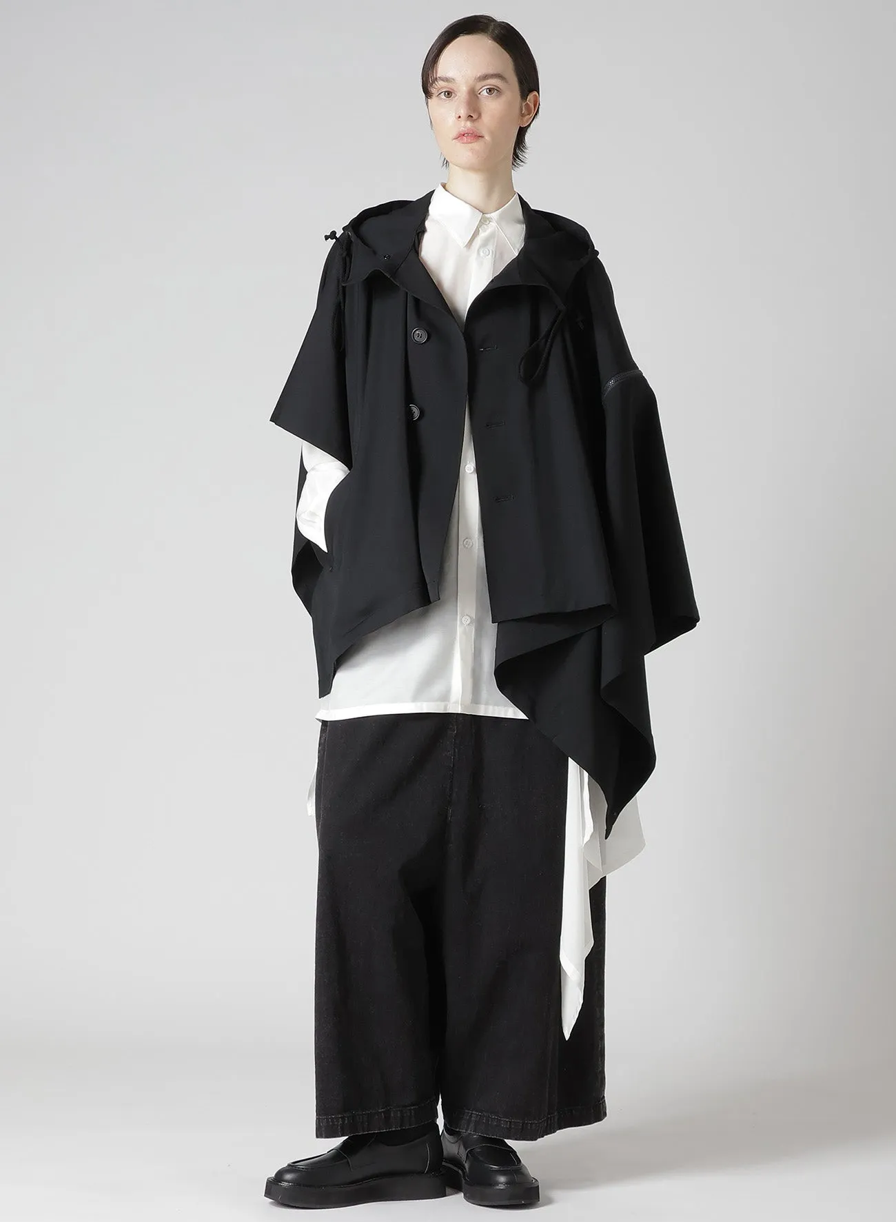 GABARDINE HOODED CAPE COAT sold by Yohji Yamamoto product image thumbnail 3