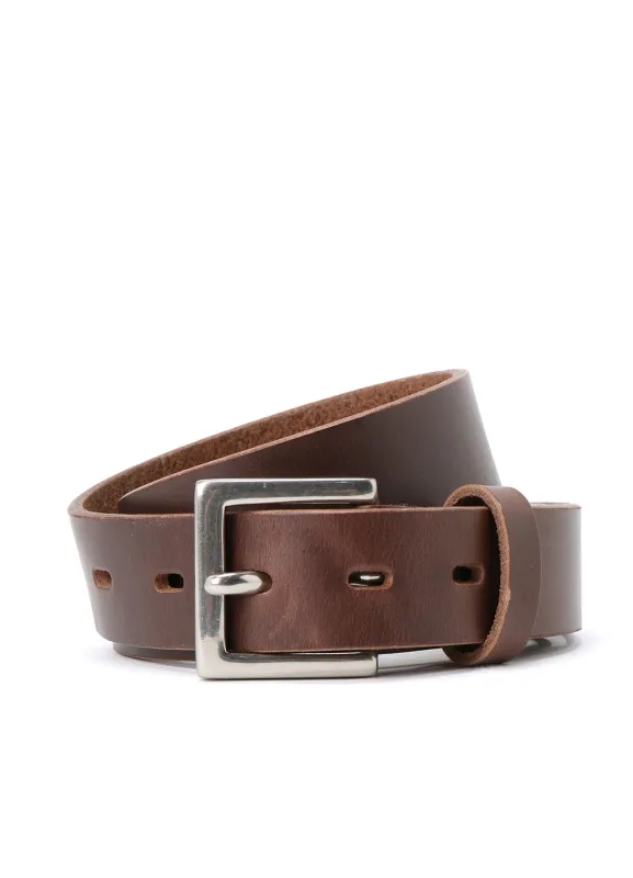 CHROMEXCEL LEATHER PLAIN BROWN BELT sold by Yohji Yamamoto