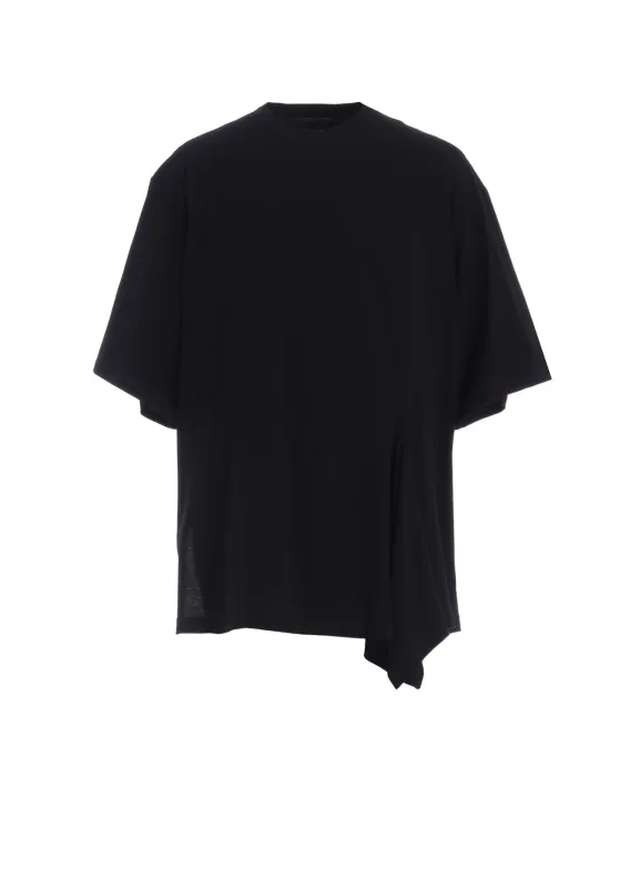 COTTON JERSEY FABRIC SWITCH H/S DRAPED T-SHIRT made by Yohji Yamamoto