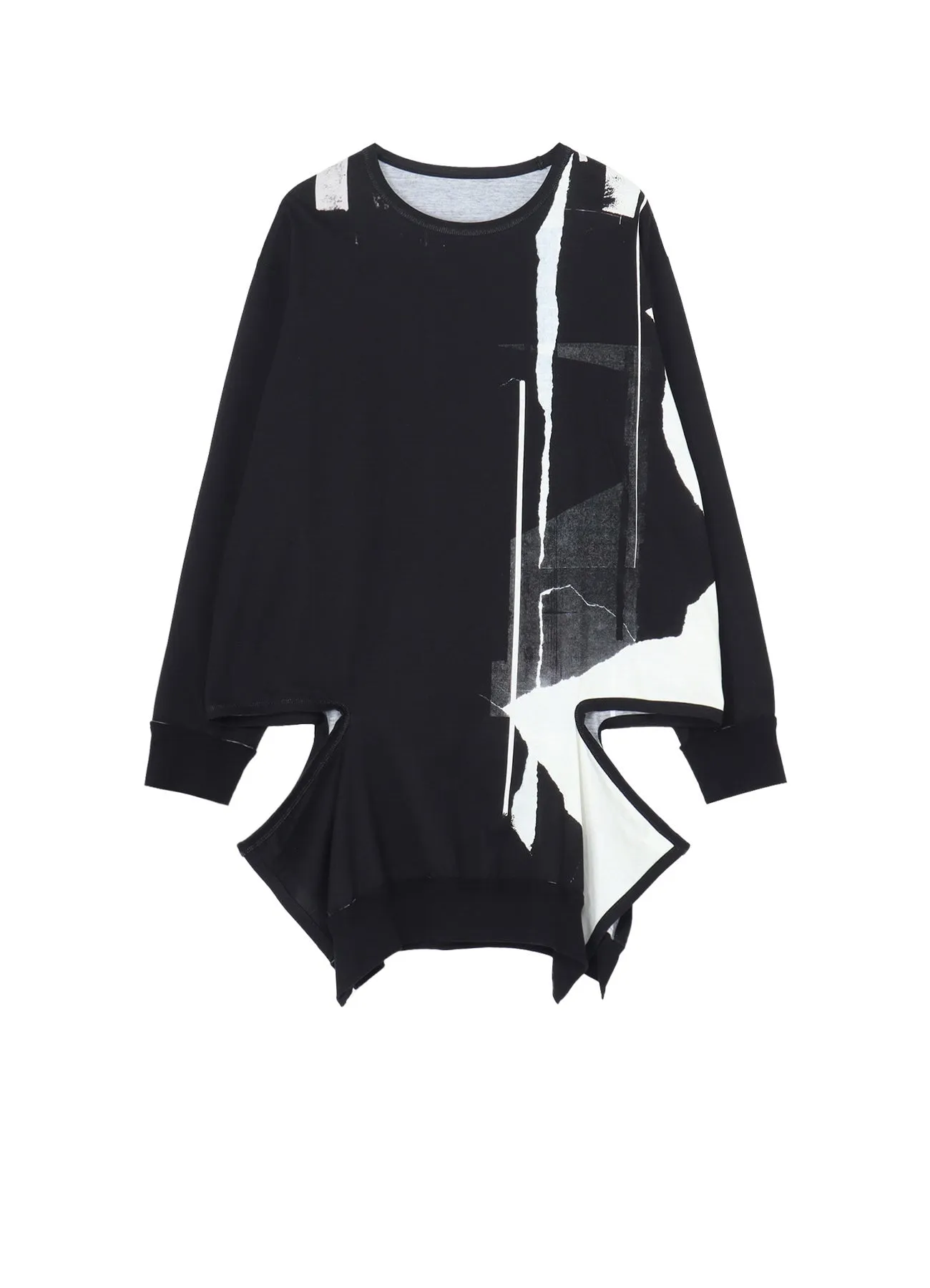 COTTON JERSEY TORN PATTERN SLASH PIPING T-SHIRT sold by Yohji Yamamoto