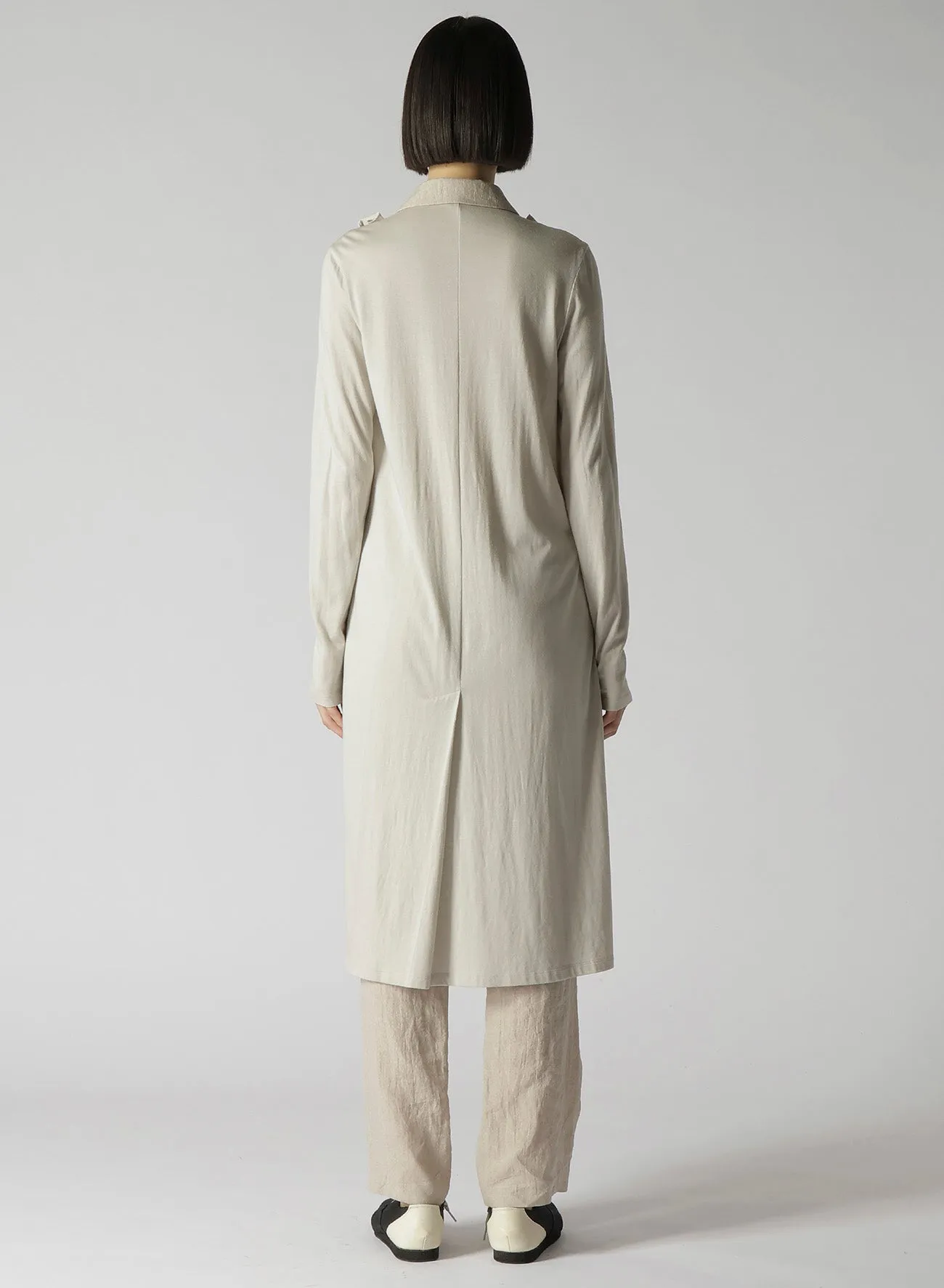 NATURAL WASHED LINEN COMBINATION LONG JACKET sold by Yohji Yamamoto product image thumbnail 5