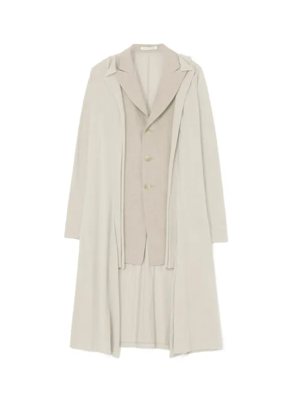 NATURAL WASHED LINEN COMBINATION LONG JACKET sold by Yohji Yamamoto