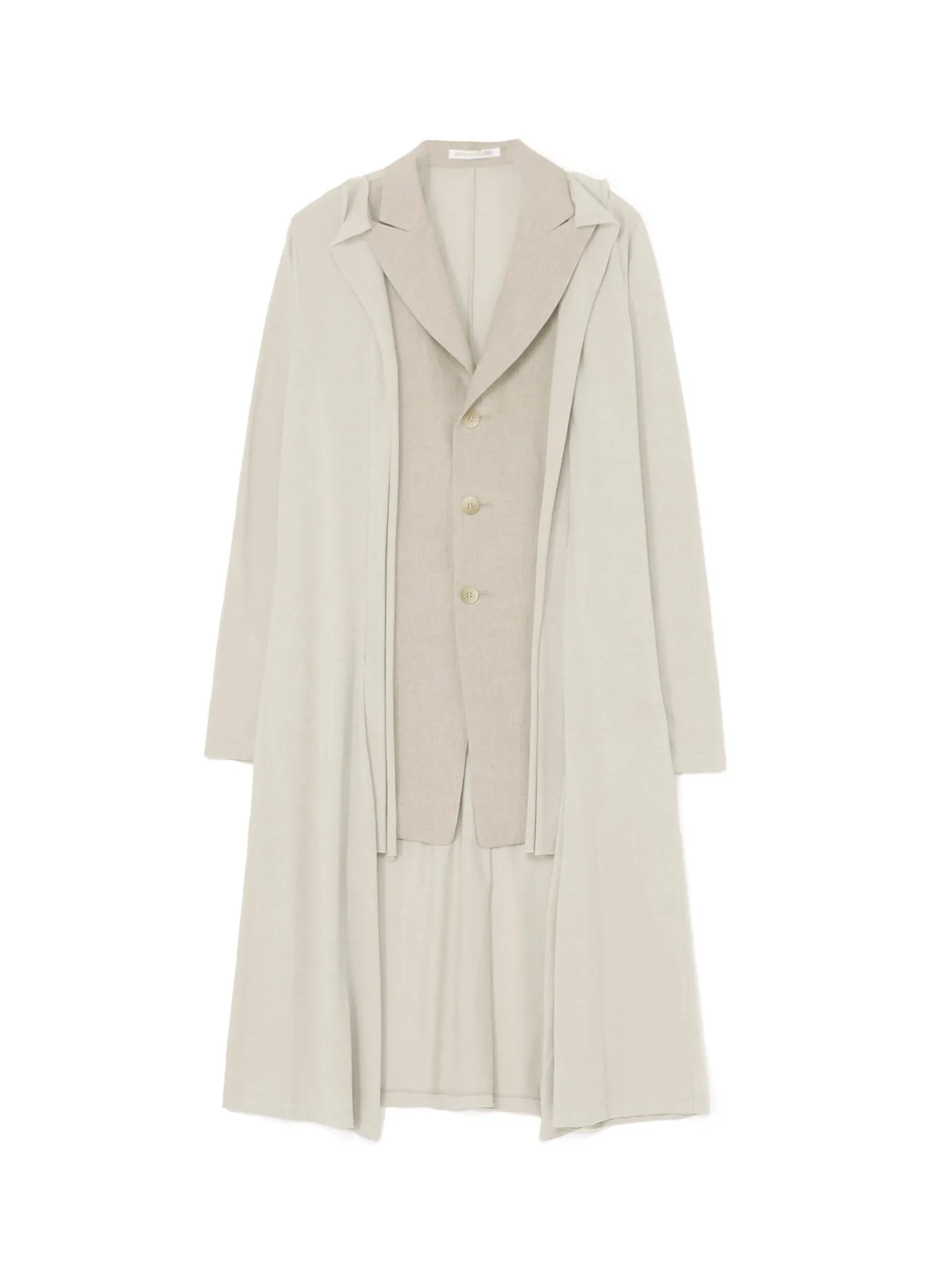 NATURAL WASHED LINEN COMBINATION LONG JACKET sold by Yohji Yamamoto