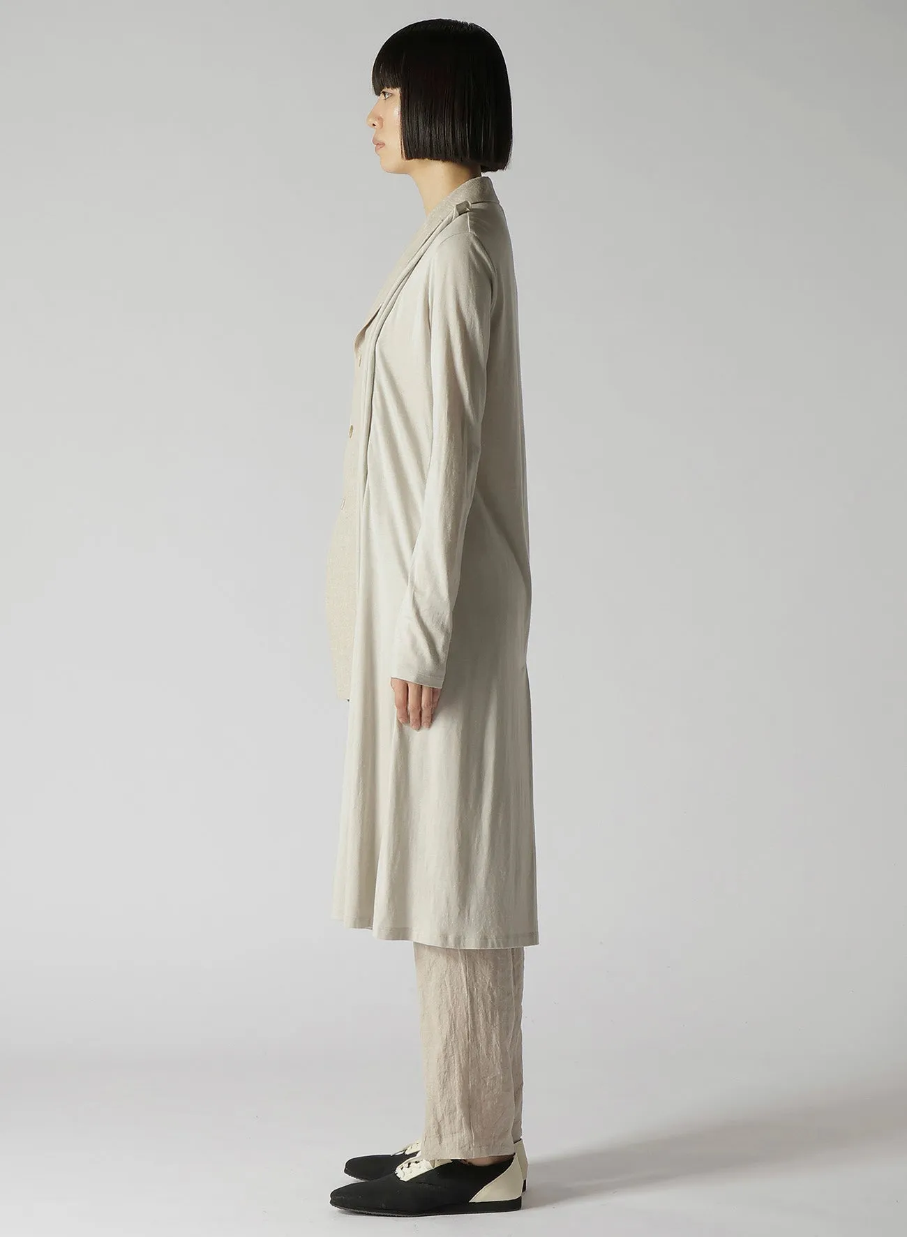 NATURAL WASHED LINEN COMBINATION LONG JACKET sold by Yohji Yamamoto product image thumbnail 4