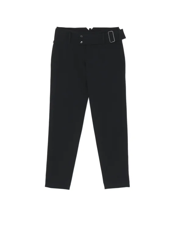 GABARDINE LOW-RISE BELTED PANTS sold by Yohji Yamamoto