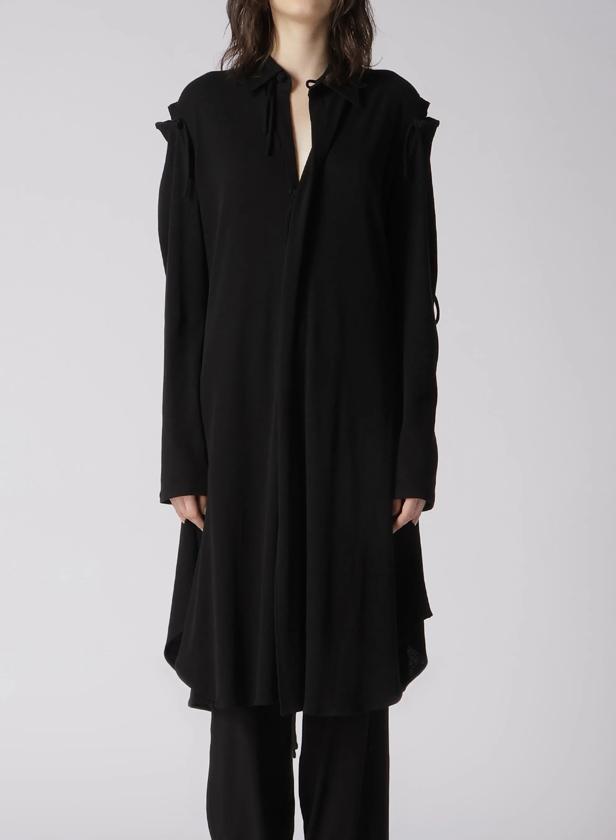 SUPIMA HIGH-TWISTED MILANO RIB DECONSTRUCTED RIBBON DRESS sold by Yohji Yamamoto product image thumbnail 2