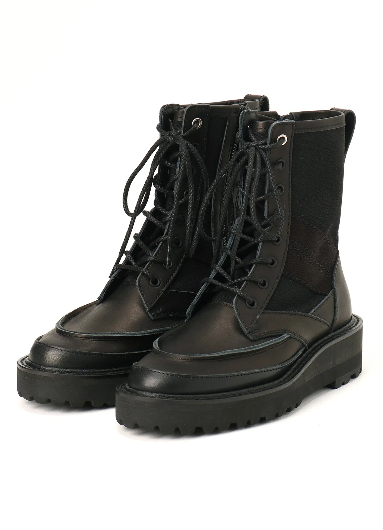 COTTON DUCK/LEATHER COMBINATION MILITARY BOOTS sold by Yohji Yamamoto product image thumbnail 2